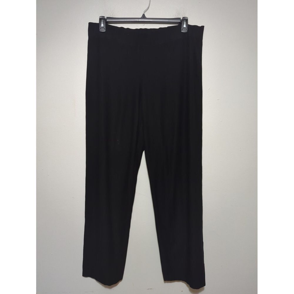 Eileen Fisher Womens Black Pull On Pants Wide Leg Stretch P0375M Size Large
